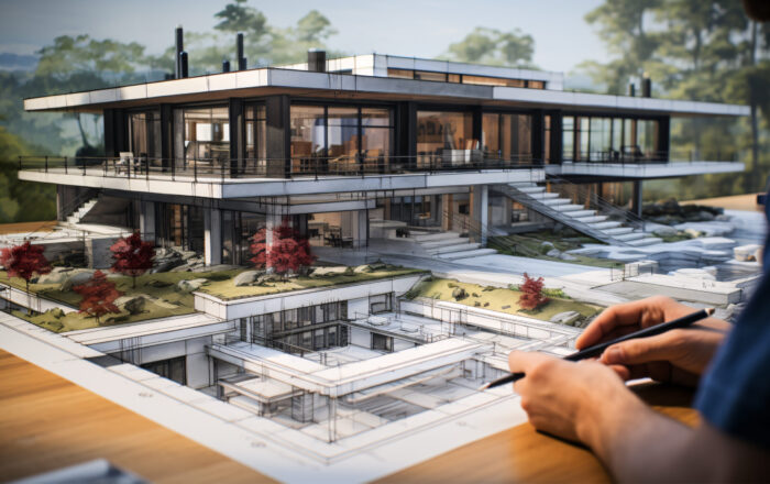 The architect's hand, with precision and passion, sketching the design